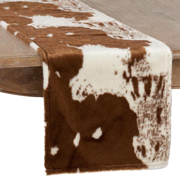 Rlm Distribution SARO 16 x 54 in. Lait Collection Faux Fur Runner Rug with Cow Hide Design Brown HO2658443 - main